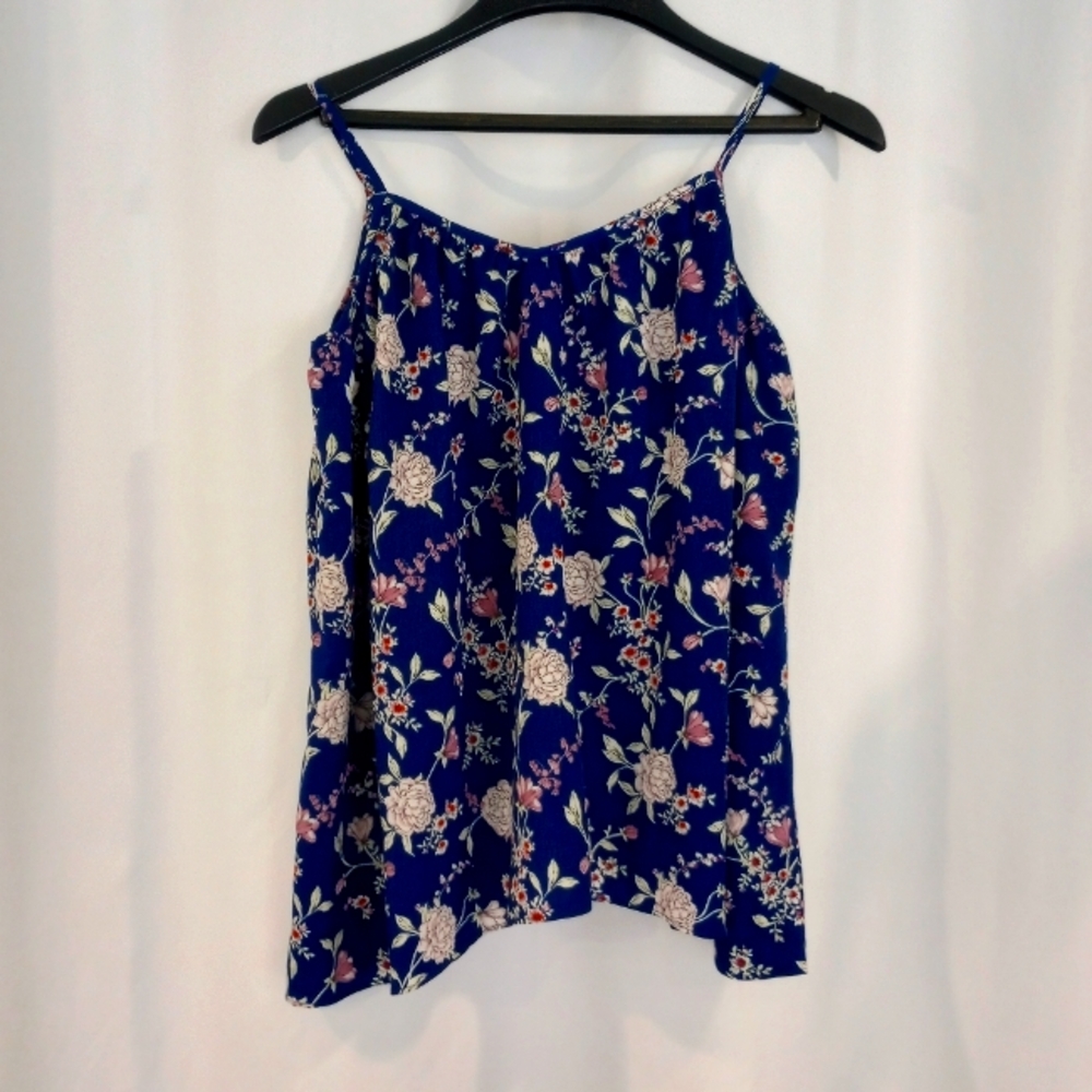 NWT Peyton Bre Navy Blue Floral Strap Tank Top Size 16